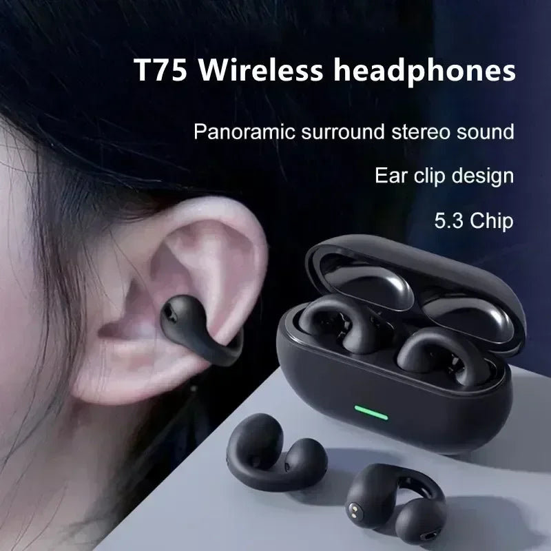 Original T75 Bone Conduction Wireless Bluetooth 5.3 Headphones Sports Earphones HiFi Sound Quality Waterproof TWS Headset